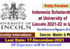 Indonesia Scholarship at University of Lincoln 2021-22 in UK