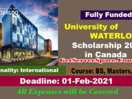 University of WATERLOO Scholarship 2021 in Canada For BS, MS & PhD [Fully Funded]