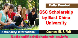 CSC Scholarship by East China University 2022 in China