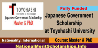 Japanese Government Scholarship 2022 at Toyohashi University