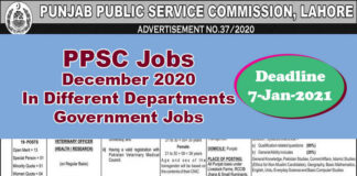 PPSC Latest Jobs December 2020 In Different Departments[Govt-Jobs]