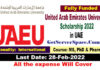 United Arab Emirates University Scholarship 2022 in UAE [Fully Funded]