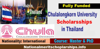 Chulalongkorn University International Scholarship 2023 in Thailand