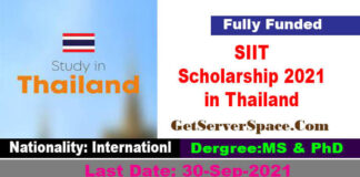 SIIT Scholarship 2021 in Thailand Fully Funded