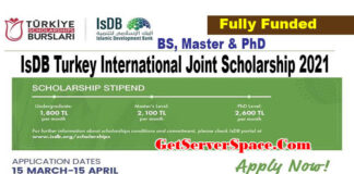IsDB Turkey International Joint Scholarship 2021 in Turkey [Fully Funded]