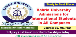 Bahria University Admissions for International Students 2023-24 in All Campuses