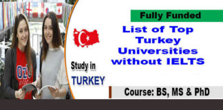 List of Top Turkey Universities without IELTS for International Studentts