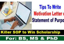 Tips to Write Motivation Letter or Statement of Purpose For Scholarships