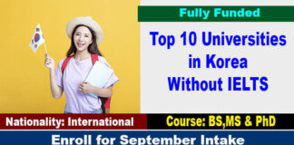 Top 10 Universities in Korea Without IELTS For International Students