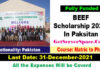 8000 BEEF Scholarship 2021-2022 In Pakistan Funded