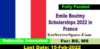 Emile Boutmy Scholarships 2022 in France