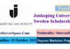 Jonkoping University Sweden Erasmus+ Funded Scholarship 2022