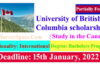University Of British Columbia Canada Scholarships 2022