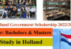 Holland Government Scholarships For International Students 2022/2023