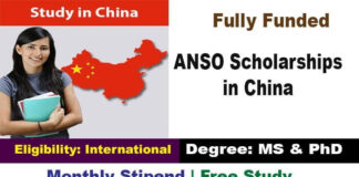 ANSO Scholarships 2022 in China for Masters & PhD [Fully Funded]