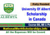 University Of Alberta Scholarship 2022-23 in Canada Fully Funded