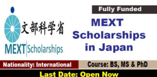 MEXT Japanese Government Scholarship in Japan [Fully Funded]