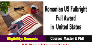 Romanian US Fulbright Full Award 2022-24 in the United States