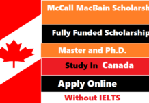 McCall MacBain Scholarship in Canada 2023|Fully Funded