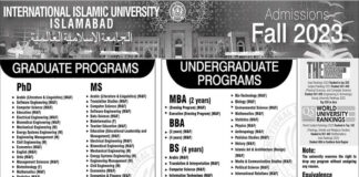 IIUI University Admissions 2023 in Islamabad