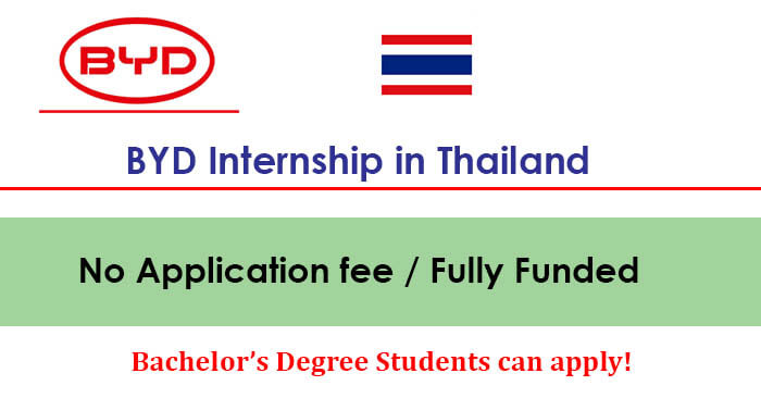 BYD Internship 2025 in Thailand [Fully Funded]