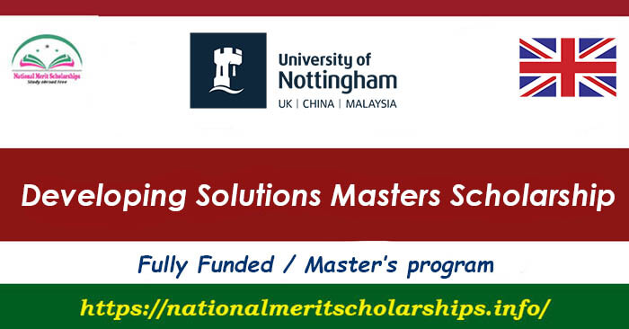 Developing Solutions Masters Scholarship 2026 | Study in UK
